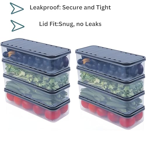 Homeor Plastic Fridge Storage Boxes Freezer Storage Containers,Container for Kitchen Storage Set,Storage in Kitchen,Vegetable Storage,Fridge Storage Boxes,Stackable Pantry,1200ML,Set of 6,Transparent - Image 5