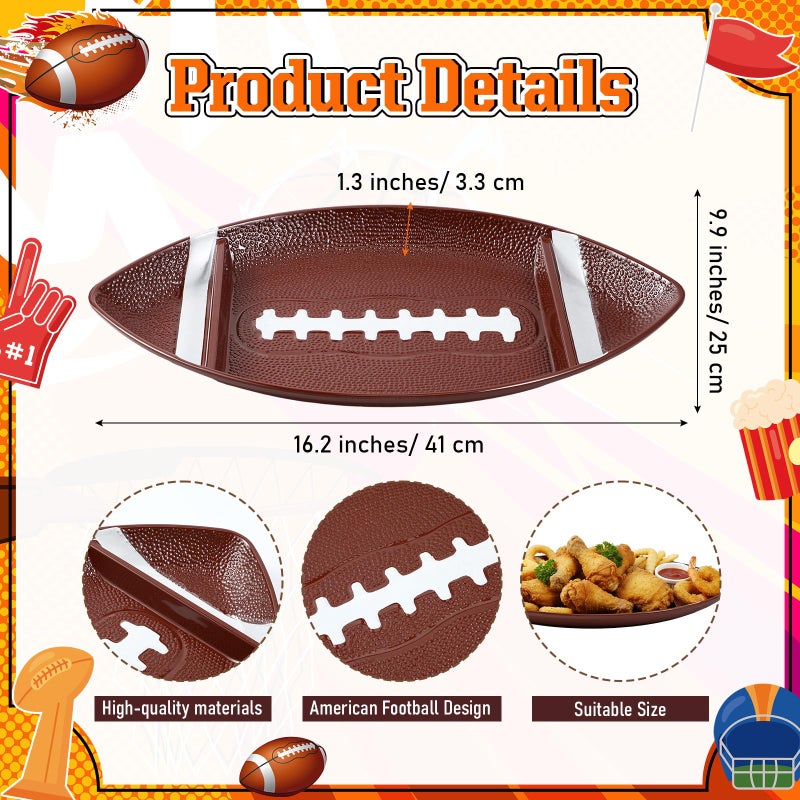 FoldTier 3 Pcs Football Serving Trays, Large Reusable Football Snack Trays, Includes 2 Dip Sections, Game Day Serveware, Tailgate Party Serving Platter, Sports Party Decorations, Chip and Dip Bowls - Image 2
