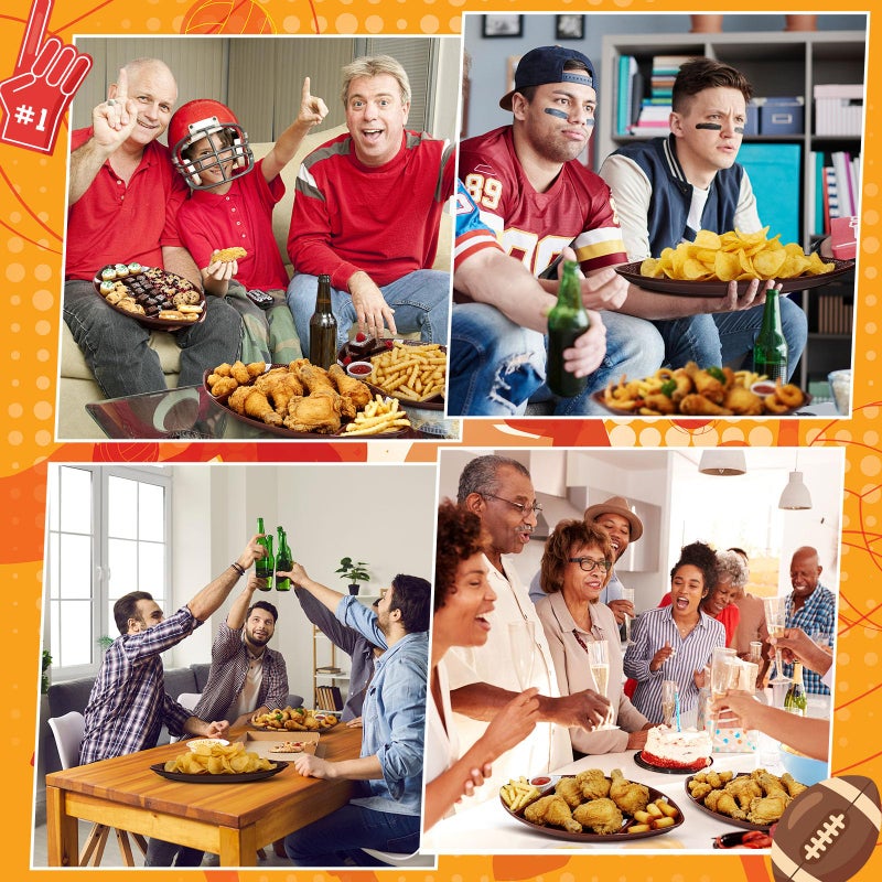 FoldTier 3 Pcs Football Serving Trays, Large Reusable Football Snack Trays, Includes 2 Dip Sections, Game Day Serveware, Tailgate Party Serving Platter, Sports Party Decorations, Chip and Dip Bowls - Image 5