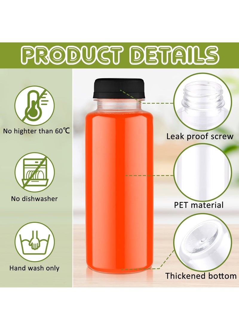 Disposable Bulk Drink Bottles, 20 Pack Clear Pet Plastic Juice Bottles with Black Lids, Round Small Empty Bulk Beverage Plastic Smoothie Bottles Ideal for Juice, Milk, (10oz, 300ml) - Image 3