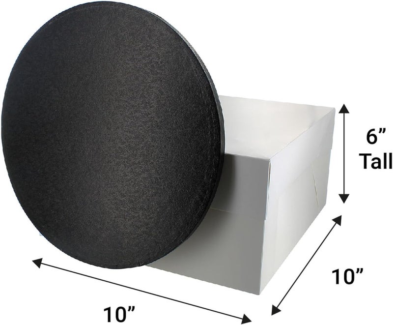 Culpitt 10" Black Cake Board & White Box Combo, Round Drum With Matching Container, 0.5'' (13mm) Thick, Square Transport For Halloween Treats, 10 Inch, Single Pack - Image 3