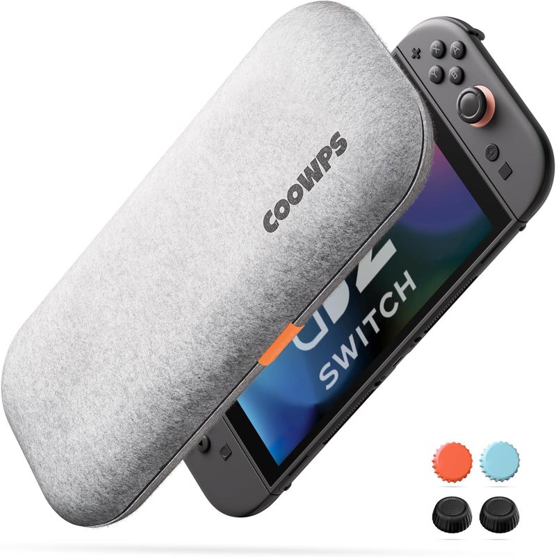 COOWPS حافظة COOWPS فائقة الصلابة لجهاز Nintendo Switch 2 لعام 2025، مع 4 قطع من مقابض الإبهام، وحماية عسكرية من اللباد عديم الرائحة، وحافظة حمل مبطنة ناعمة مع 8 فتحات لبطاقات الألعاب - Image 1