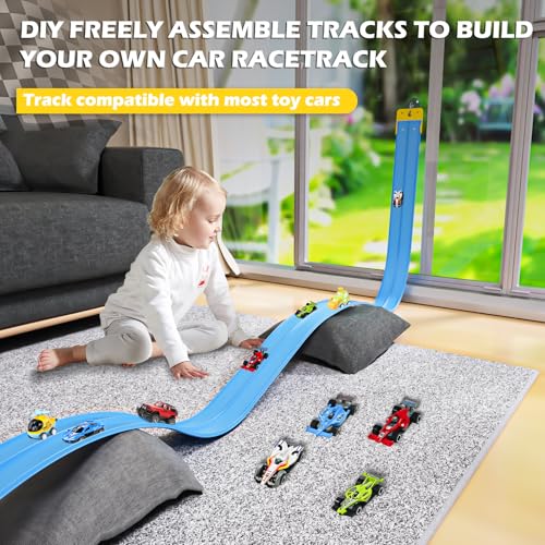 Doloowee Flexible Race Car Track 164ft Car Track for Kids with Suction Cups Rolls Up Portable Racetrack for Kids 3 Years Old - Image 5