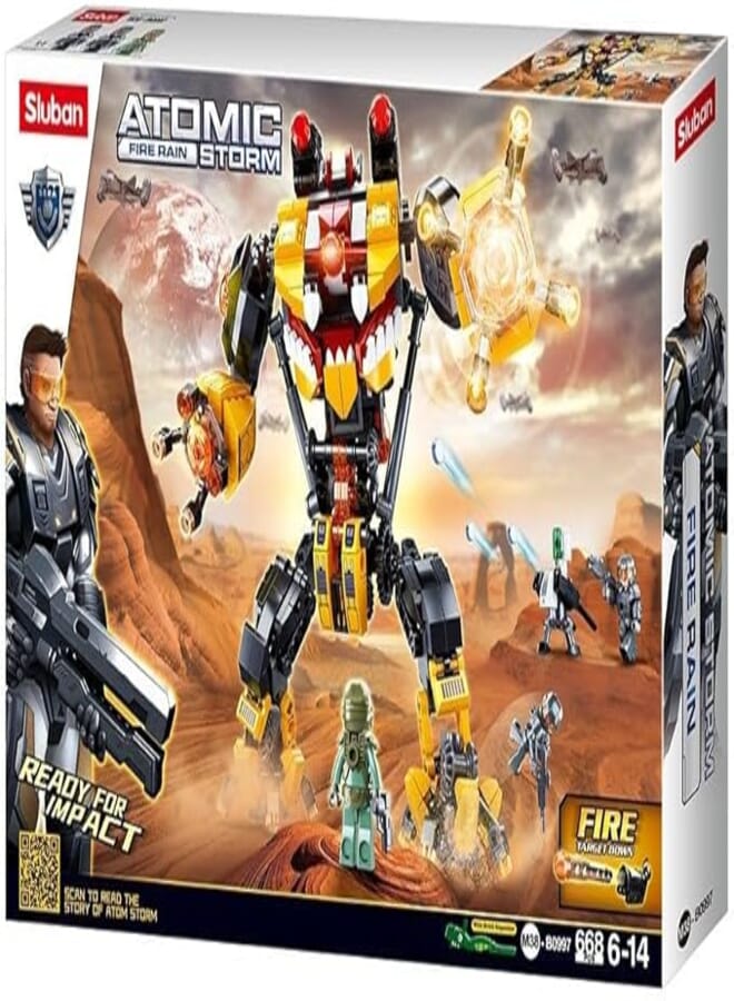 Sluban Atomic Storm, Fire Rain - Inquisitor Robot 668Pcs With 3 Minifigure 6+
