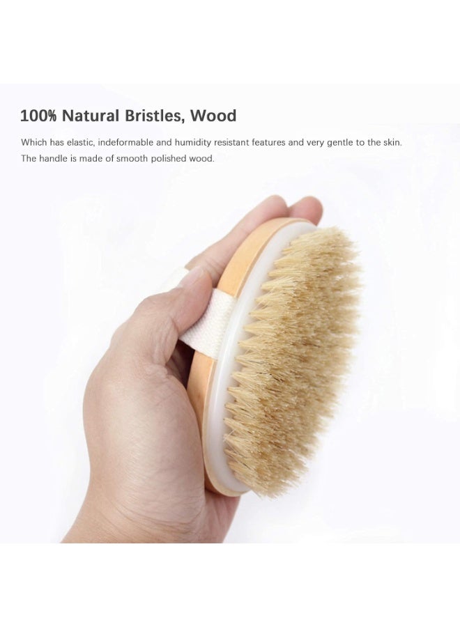 Dry Brushing Body Brush Set of 2, Natural Bristle Dry Skin Exfoliating Brush, Long Handle Back Scrubber for Shower, Dry Brush for Cellulite and Lymphatic Massage, Improve Blood Circulation - Image 3