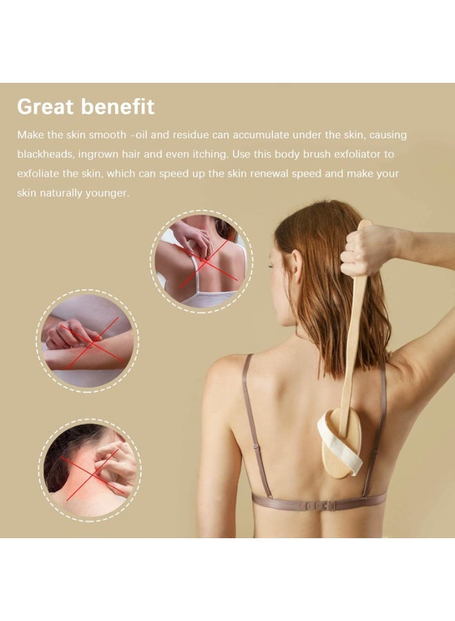 Dry Brushing Body Brush Set of 2, Natural Bristle Dry Skin Exfoliating Brush, Long Handle Back Scrubber for Shower, Dry Brush for Cellulite and Lymphatic Massage, Improve Blood Circulation - Image 2