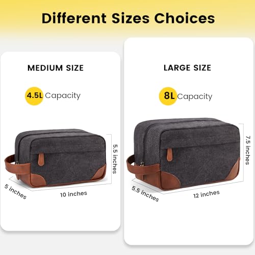 Vorspack Large Travel Toiletry Bag - Hanging Toiletry Bag for Men Water Resistant Canvas Shaving Bag with Large Capacity for Home Travel - Dark Grey - Image 2