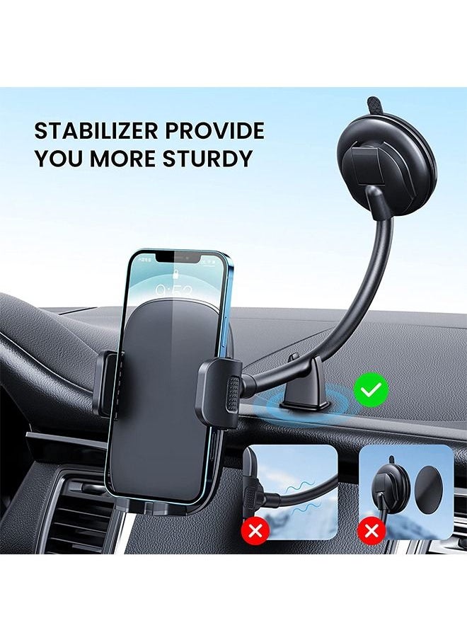 General Cell Phone Holder for Car Phone Mount Long Arm Dashboard Windshield Car Phone Holder Strong Suction Anti-Shake Stabilizer Phone Car Holder Compatible with All Phone Android Smartphone  - Image 2