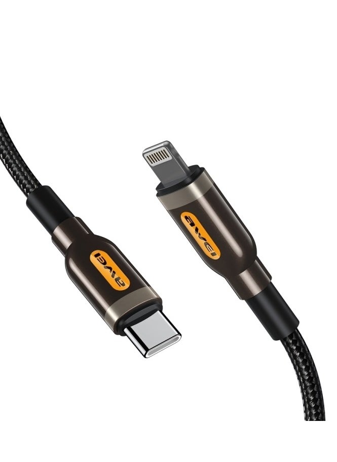 أوي كابل داتا اوي USB-C الي Lightning 8 Pin سريع الشحن، 1 متر، 20 وات، اسود - CL-125L  - Image 1