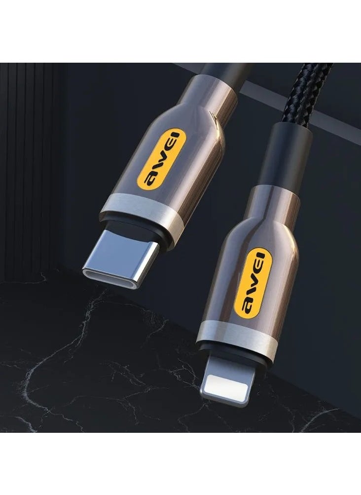 أوي كابل داتا اوي USB-C الي Lightning 8 Pin سريع الشحن، 1 متر، 20 وات، اسود - CL-125L  - Image 3