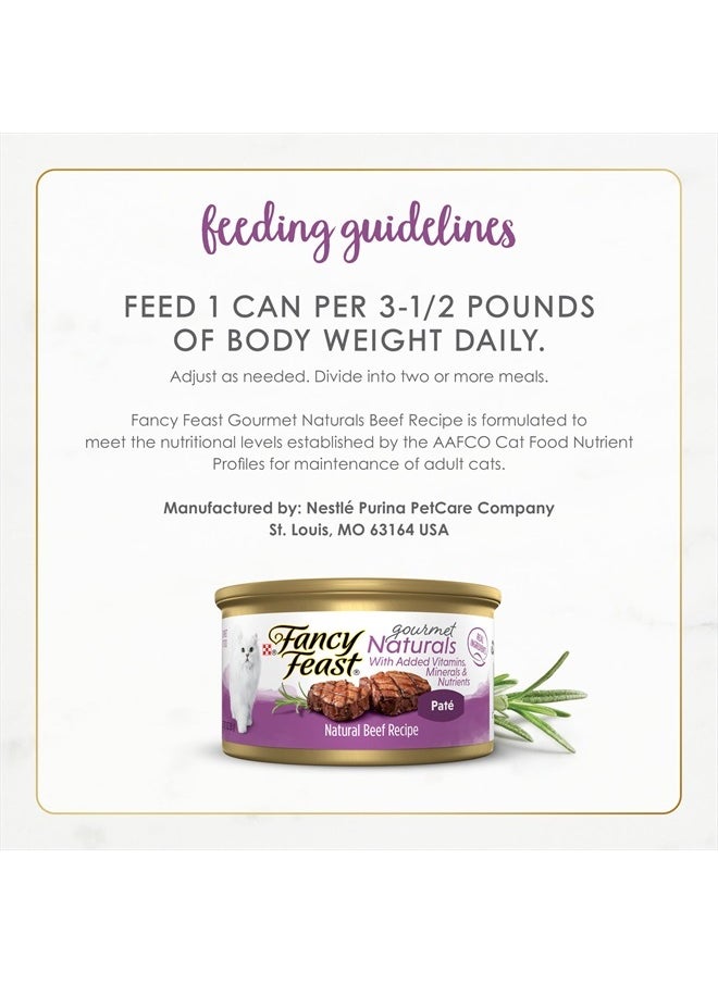 Fancy Feast - Purina Fancy Feast Pate Wet Cat Food Gourmet Naturals Beef Recipe With Added Vitamins, Minerals and Nutrients - (Pack of 12) 3 oz. Cans - Image 1