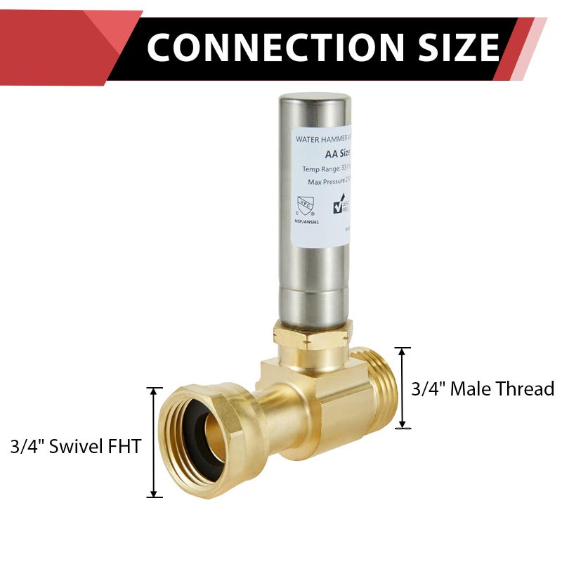 EFIELD (Pack of 2) EFIELD S-241 Stainless Steel Water Hammer Arrestor For Washing Machine, 3/4 Inch Swivel FHT x 3/4 Inch MHT,(HAMMER020-2PCS) - Image 2