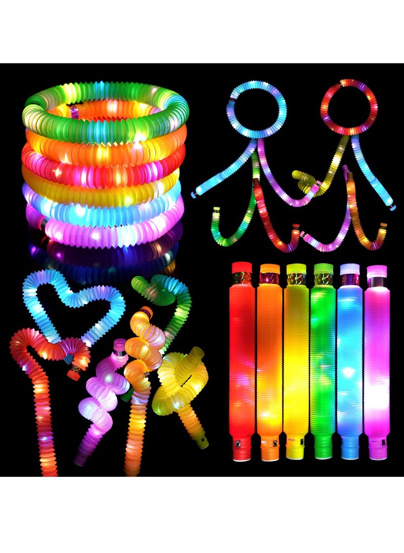 SYOSI - LED Pop Tubes Toys, Set of 6, Stress and Anxiety Relief, Sensory Toys for Toddlers, Glow Stick Party Supplies, Fun Gifts for Kids Birthday Parties - Image 1