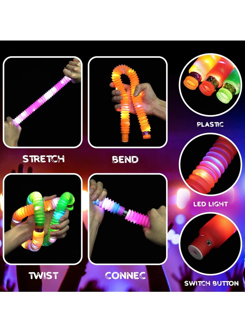 SYOSI - LED Pop Tubes Toys, Set of 6, Stress and Anxiety Relief, Sensory Toys for Toddlers, Glow Stick Party Supplies, Fun Gifts for Kids Birthday Parties - Image 1