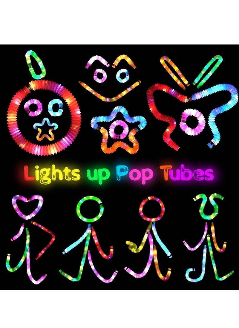 SYOSI - LED Pop Tubes Toys, Set of 6, Stress and Anxiety Relief, Sensory Toys for Toddlers, Glow Stick Party Supplies, Fun Gifts for Kids Birthday Parties - Image 1