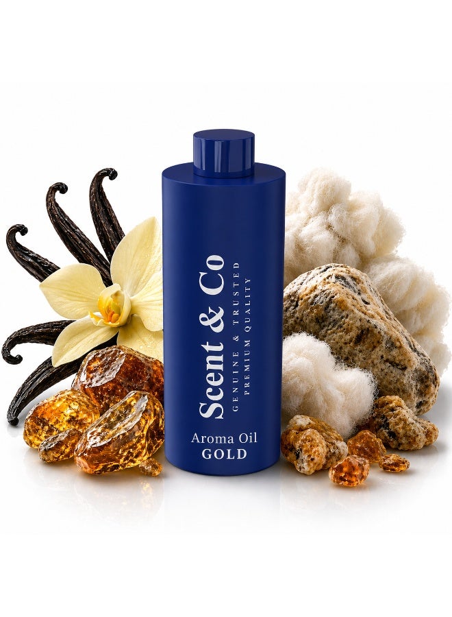 Scent & Co GOLD Aroma Oil Diffuser 500ML Premium Musk Vanilla & Ambergris Scent Marketing Fragrance, Long Lasting Essential Oil Blend for Home, Office & Spa Ambiance in UAE and GCC - Image 1