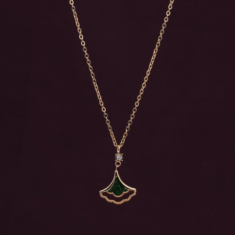PALMONAS 18k Gold Tone Plated Ginkgo Leaf Pendant
 for Women - Image 2