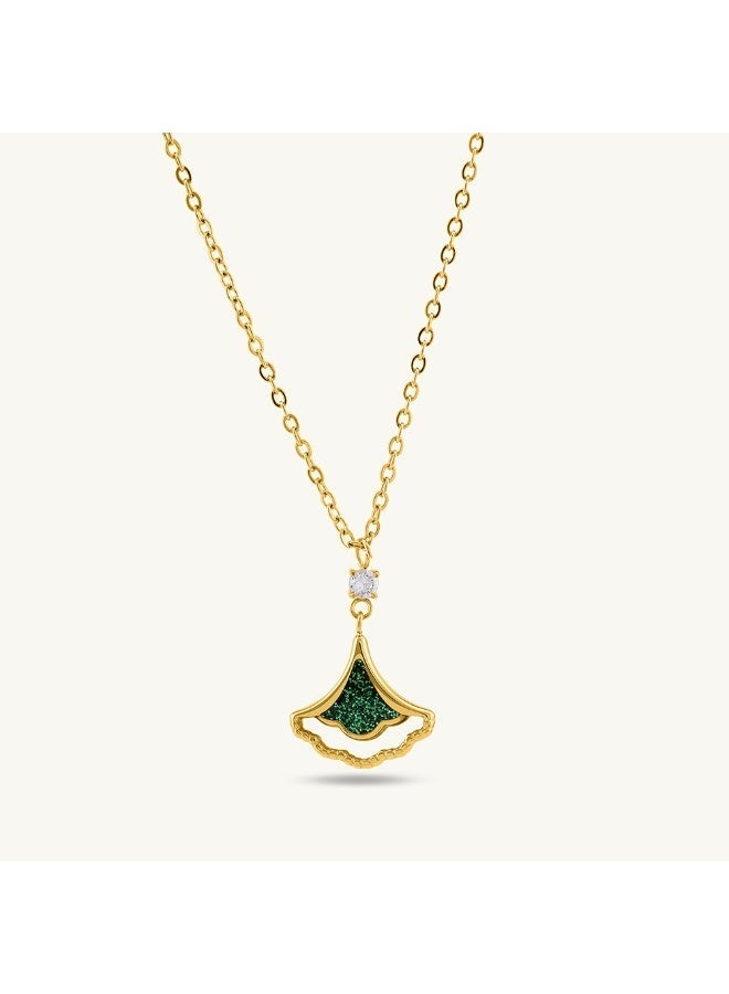 PALMONAS 18k Gold Tone Plated Ginkgo Leaf Pendant
 for Women - Image 1