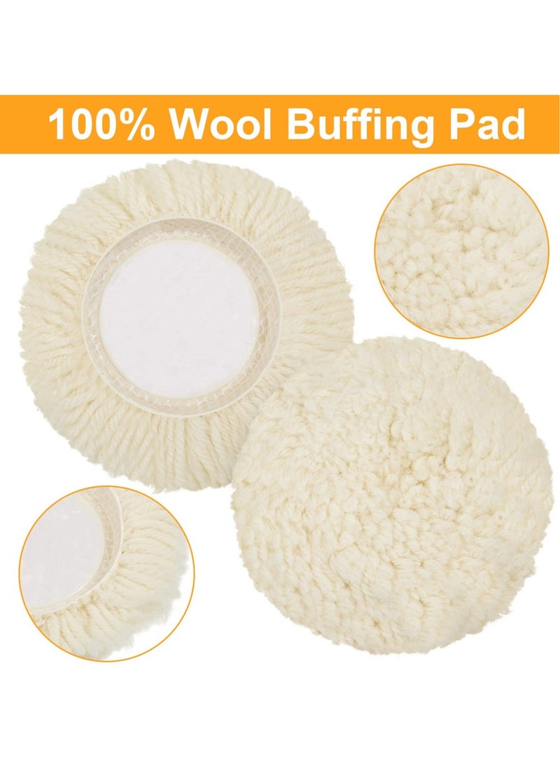 Generic - Wool Polishing Pad, 6PCS Buffing Pads Kit Hook Loop Buffing Pads for Drill Curved Edge Compound Cutting Pad Drill Polisher Attachment Wheel Polish Pad, Car Body Repair Buffingc (3inch) - Image 1
