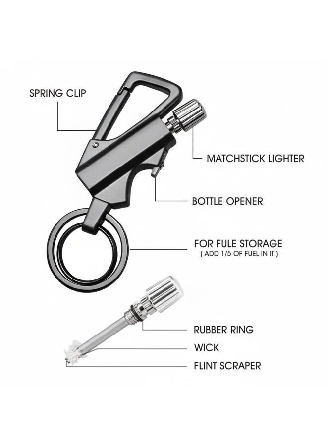 fantasize Keychain Bottle Opener for Men, Permanent Match with Dual Side Flint Fire Starter, Waterproof Reusable Matchstick, Forever Match for Outdoor Survival, Everlasting Strike Anywhere Matches - Image 2