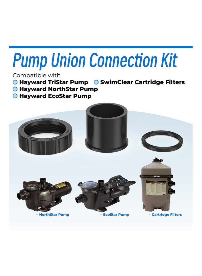 Zikra Pump Union Connection Kit, Compatible with Hayward Tristar, Northstar, EcoStar Pumps, SwimClear Cartridge Filter & Universal H-Series Low Nox Heater(2PCS) - Image 3