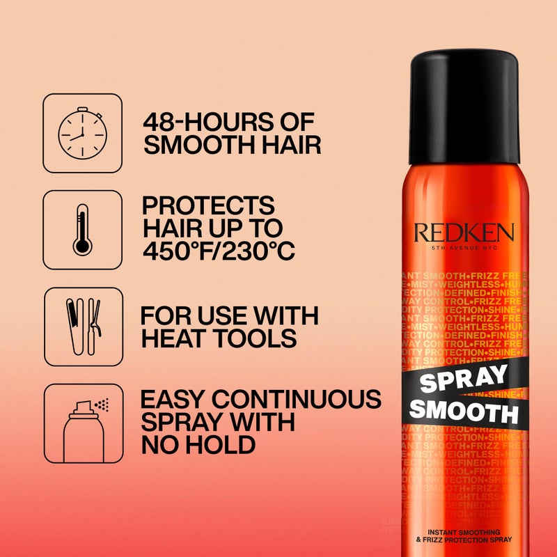 Redken Spray Smooth Anti Frizz Hair Spray | Frizz Control and Heat Protection | Instant Smoother | With Citric Acid | Paraben, Sulfate & Silicone-Free| 7.5 Oz - Image 3
