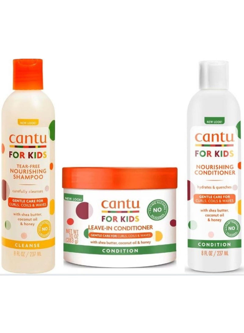 Cantu For Kids Complete Hair Care Set – 3 Pieces (Shampoo + Conditioner + Leave-In Conditioner ) - Image 3