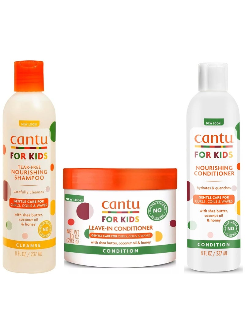 Cantu For Kids Complete Hair Care Set – 3 Pieces (Shampoo + Conditioner + Leave-In Conditioner ) - Image 2