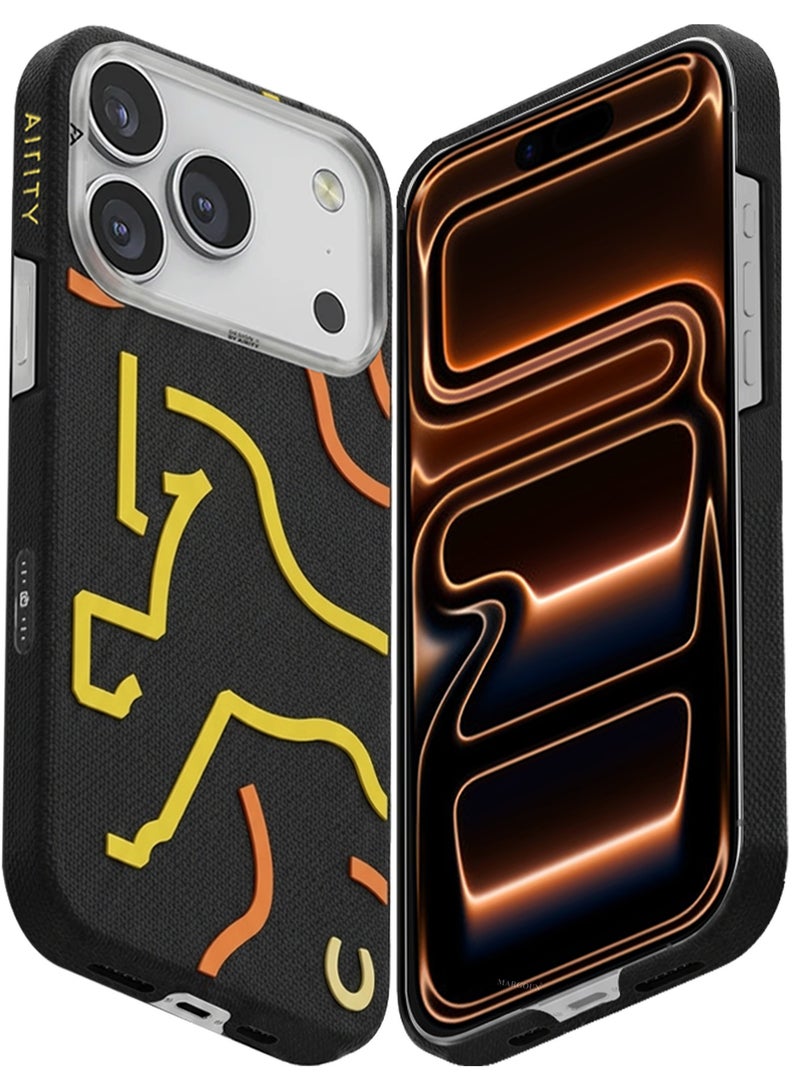 AIRITY Horse Style Bamboo Fiber Protective Case for iPhone 17 Pro – Ultra Durable, Lightweight & Premium Design Black Yellow - Image 2