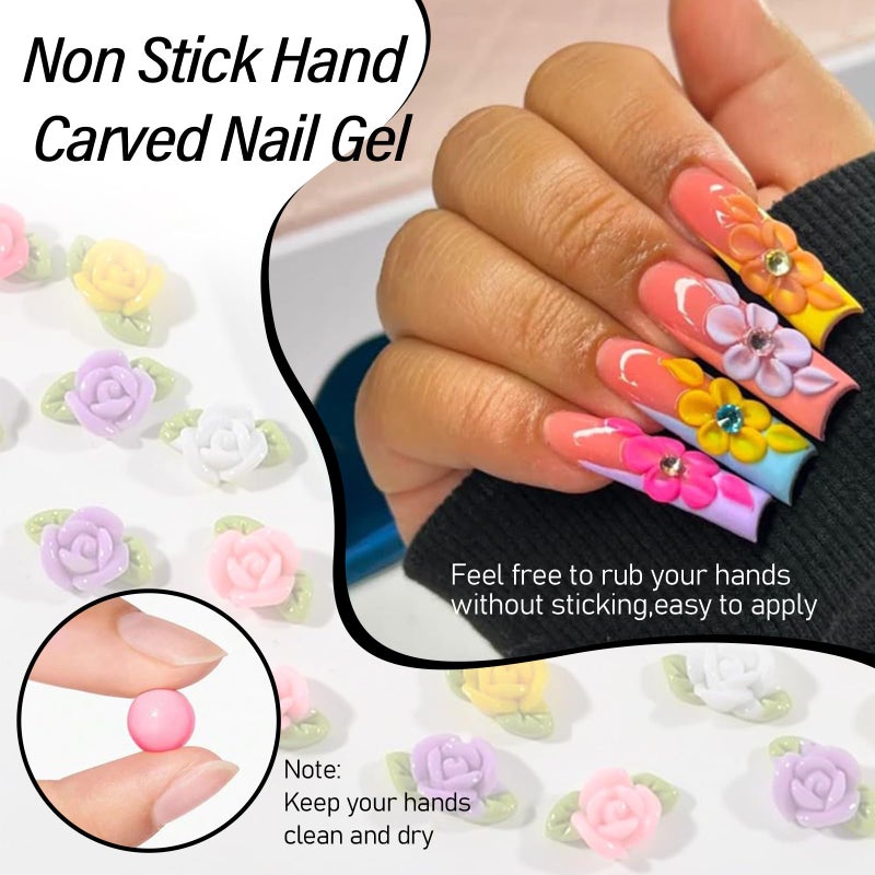 EBANKU 14 Colors Sculpture Painting Nail Gel Set, 3D Nail Carved Gel Sculpture Creative DIY Decoration Painting Glue with Silicone Mold, Silicone Pen, Cuticle Pusher and Carving Brush - Image 4