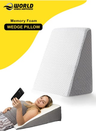 Memory Foam Bed Wedge Pillow for Adults, Ergonomic Design for Back, Leg, & Body Support, Ideal for Acid Reflux, Back Pain, Leg Pain, & Medical Recovery, Triangle Incline Pillow with Cover - pzsku/ZDEE2E645B247998121AEZ/45/_/1728644771/19821900-8e4d-4655-aaa4-31aca1fd5d7f