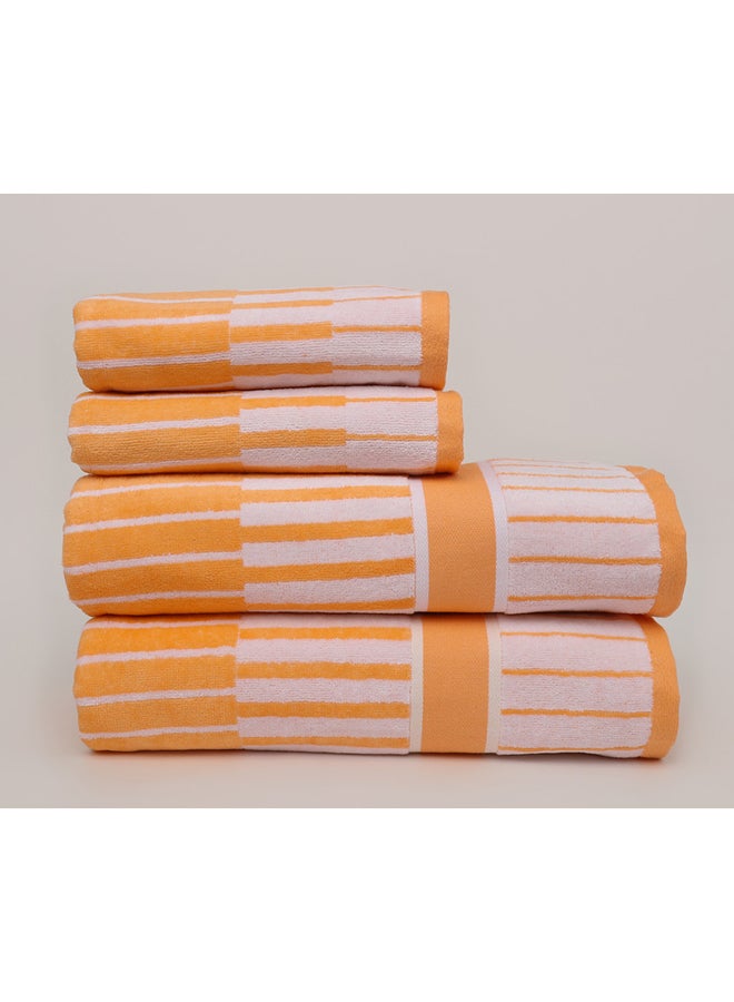 White Rose Towel 4 Piece Bathroom  Set - SPRING COLLECTION - 450 GSM - 100% Cotton Velour - 2 Bath  70X140 cm & 2 Hand  50x90 cm -MultiColour - Modern Stripe Design - Luxury Touch - Extra Absorbent  - Image 2