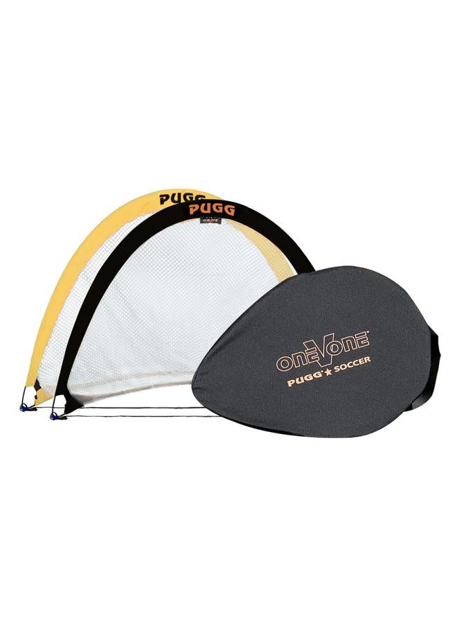 PUGG 2.5 Foot Pop Up Soccer Goal, Portable Training Football Knitted Poly Net Equipment, The Original Pickup Game Goal, Includes Two Goals & Bag - Image 1