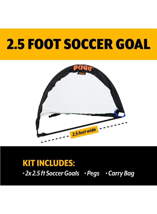 PUGG 2.5 Foot Pop Up Soccer Goal, Portable Training Football Knitted Poly Net Equipment, The Original Pickup Game Goal, Includes Two Goals & Bag - Image 2