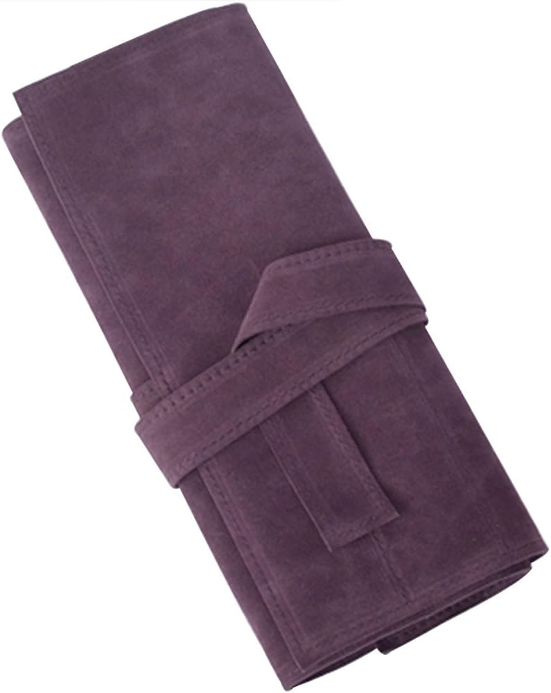 Microfiber Fabric Salon Scissors Bag Roll Up Hair Tools Pouch for Stylist Barber Hairdressers, Purple