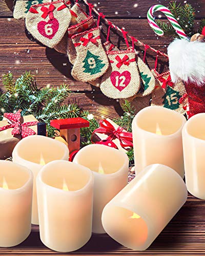 Hausware Flameless Candles Battery Operated Candles Set of 12 (D: 3" x H: 4") Real Wax Pillar Flickering Candles LED Flameless Candles with Remote and Timer Control (Ivory Color) - Image 5
