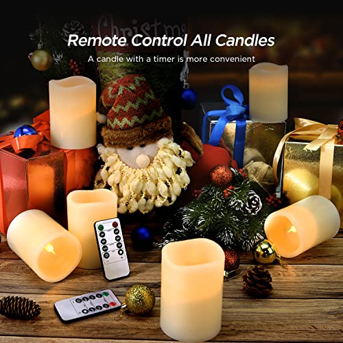 Hausware Flameless Candles Battery Operated Candles Set of 12 (D: 3" x H: 4") Real Wax Pillar Flickering Candles LED Flameless Candles with Remote and Timer Control (Ivory Color) - Image 3