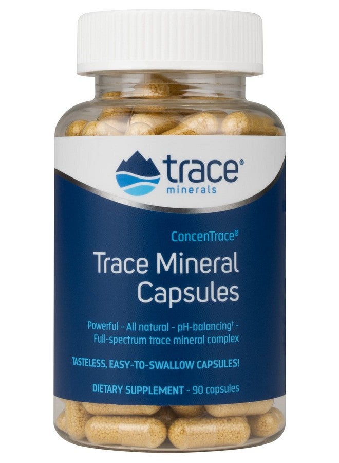Trace Minerals كبسولات المعادن النادرة كونسنترس - مكمل يدعم صحة العظام وطاقة الجسم - مكمل دعم الترطيب والكهارل - 90 كبسولة (30 حصة) - Image 1