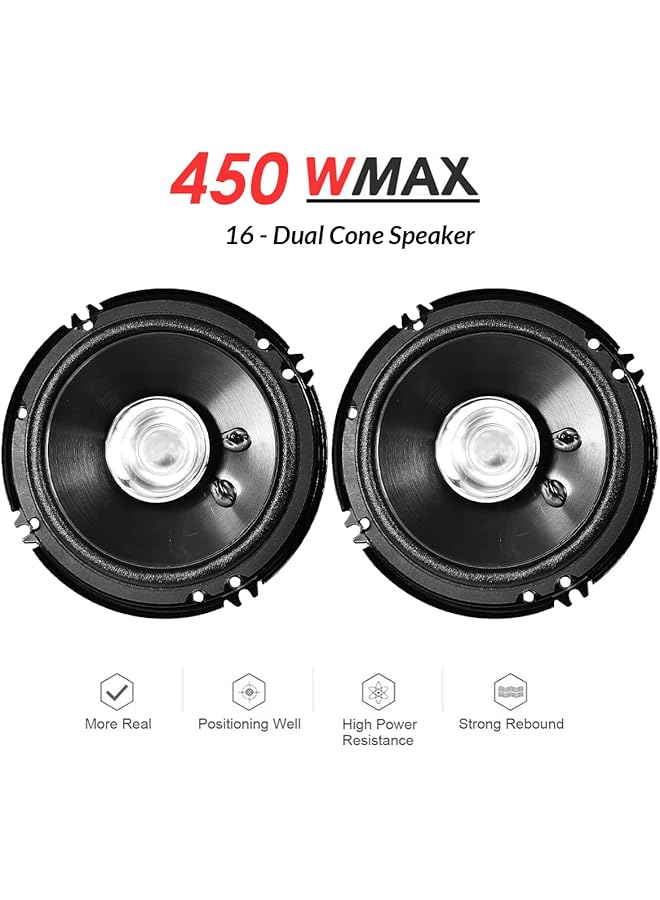 Generic Pistol Car Audio Speakers 6-Inch Dual Cone 450W Max Power – Audio Systems Pl450D High-Performance Car Speakers For Enhanced Music Quality  - Image 2