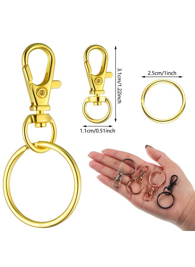 Hotop - 100 Pieces Swivel Clasps Set 50 Piece Lanyard Snap Hooks With 50 Piece Key Chain Rings Lobster Clasp Keychain Hooks Key Chain Clip Hooks Lobster Claw Clasps For Keychain Jewelry Diy (Multicolored) - Image 1