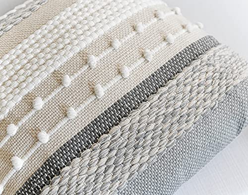 BlissBlush Gray Boho Throw Pillow Cover 22x22, Grey Decorative Accent Pillow for Couch, Square Woven Textured Pillowcase, Modern Farmhouse Pillow for Bed, Bohemian Pillow Cover (Pack of 1) - Image 4