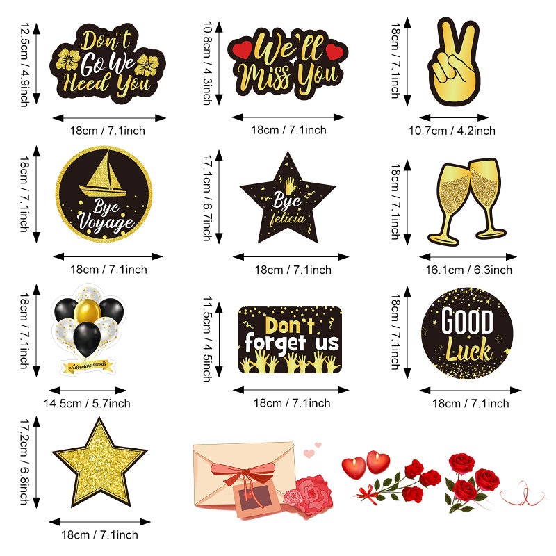 Outus 30 Pieces Farewell Party Decorations, Good Luck Decorations for Coworker Glitter We Will Miss You Sign Going Away Foil Ceiling Party Decor for Retirement Bye Office Work(Gold) - Image 2