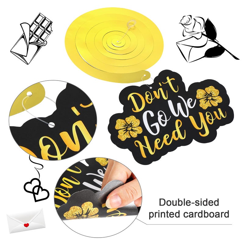 Outus 30 Pieces Farewell Party Decorations, Good Luck Decorations for Coworker Glitter We Will Miss You Sign Going Away Foil Ceiling Party Decor for Retirement Bye Office Work(Gold) - Image 3