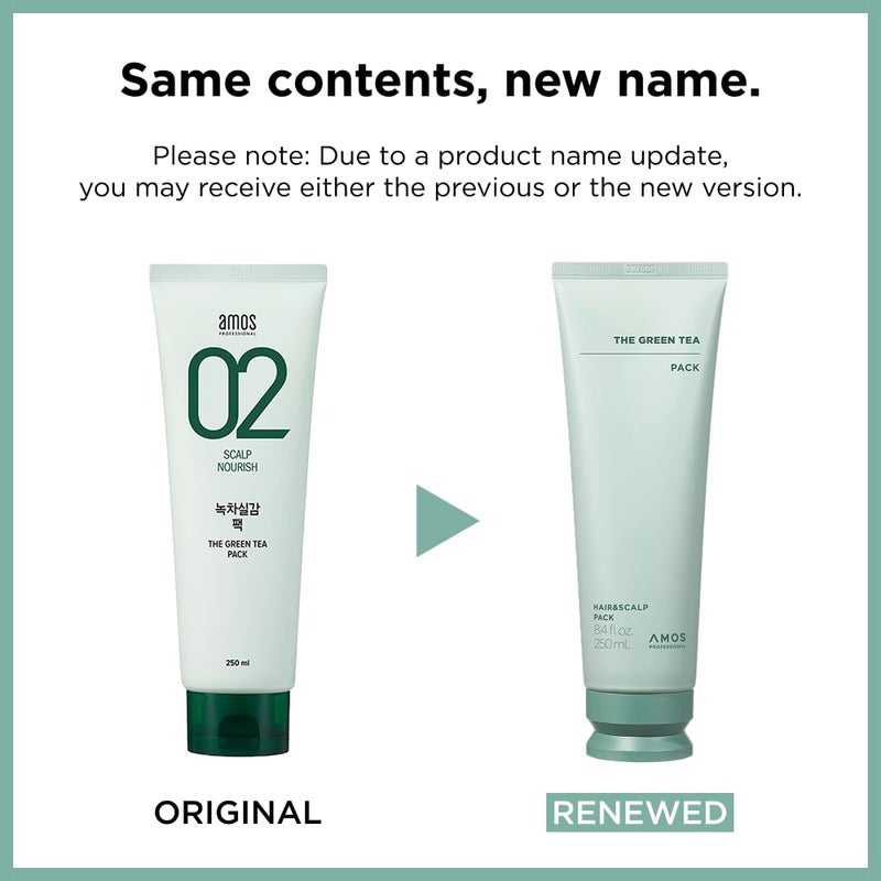 AMOS PROFESSIONAL The Green Tea Moisturizing Pack, Hair & Scalp Treatment for Thinning Hair, Korean Hair Mask, Strengthening Hair, All Hair Types, 8.4 fl. oz. - Image 2