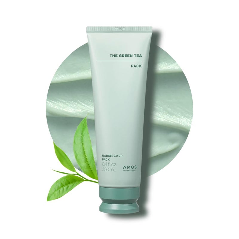 AMOS PROFESSIONAL The Green Tea Moisturizing Pack, Hair & Scalp Treatment for Thinning Hair, Korean Hair Mask, Strengthening Hair, All Hair Types, 8.4 fl. oz. - Image 1