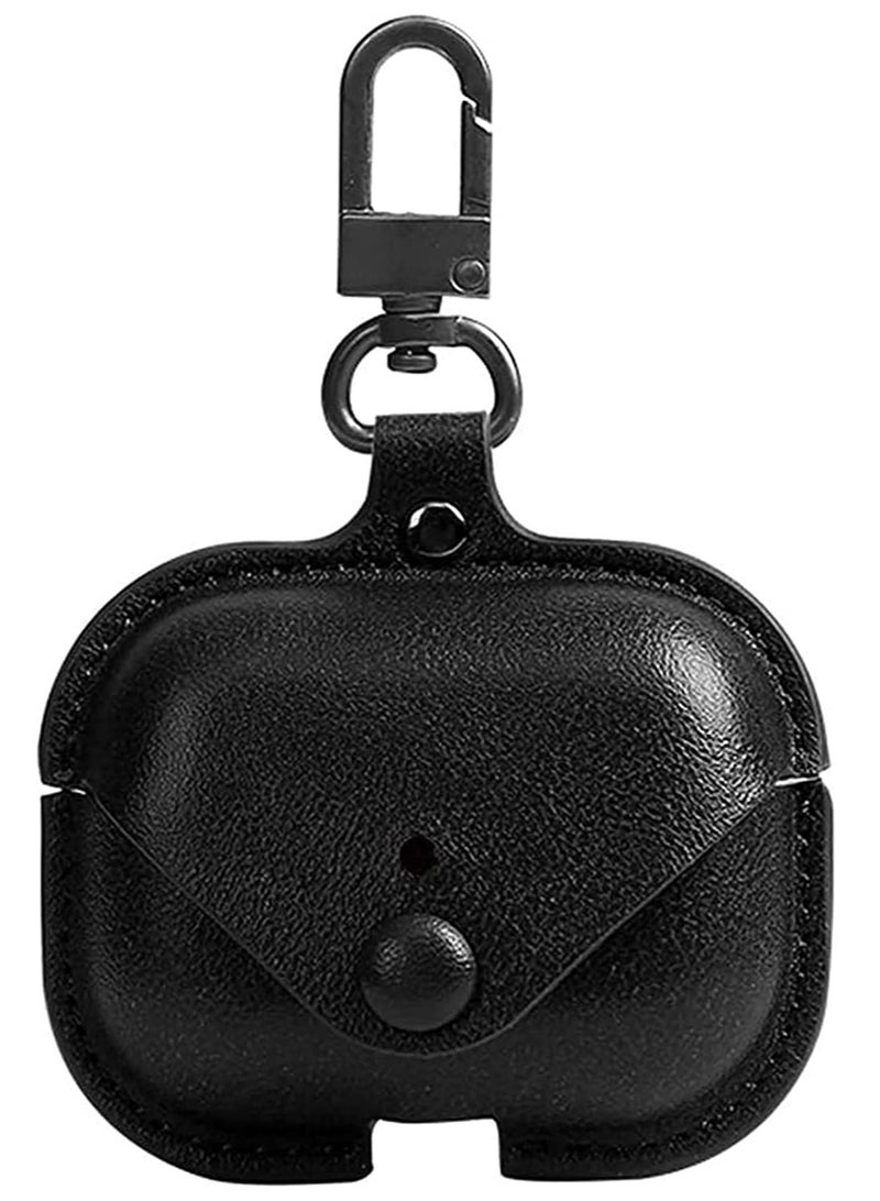 ELTRAZONE AirPods 3rd Generation Case (2021), Leather Protective Case Skin Cover with Keychain and Lock for Apple Airpods 3 Case Women Men (Black) - Image 1