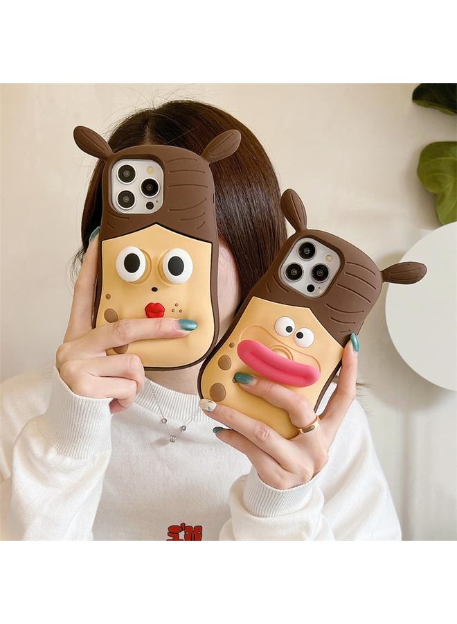 S-TOP Case For iPhone 13 Pro Max 3D Fun Braid Girl Silicone Phone Case - Image 5