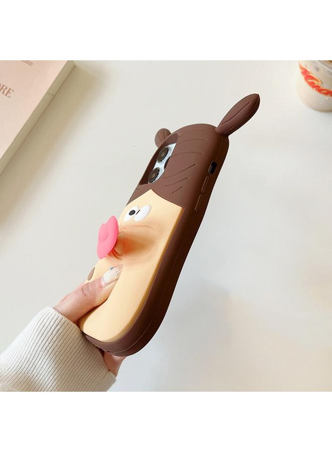 S-TOP Case For iPhone 13 Pro Max 3D Fun Braid Girl Silicone Phone Case - Image 4