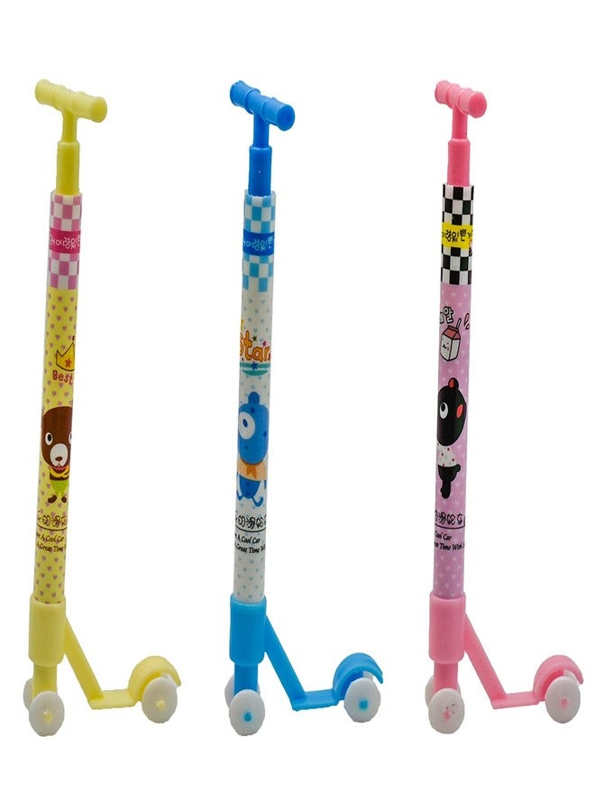 Maydahui 12 PCS Cute Kawaii Cartoon Scooter Shape Ballpoint Pens - Novelty Animal Printing Pens, Retractable, Funny, Blue Ink for School, Party, Home - Image 1