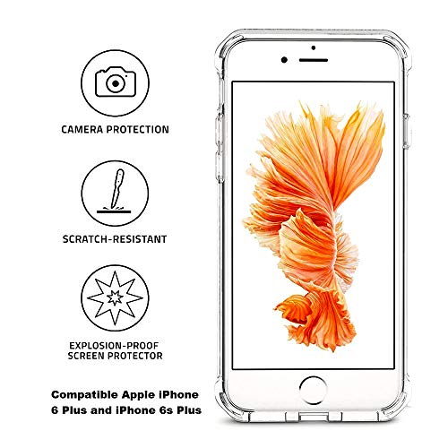 CaseHQ iPhone 6 Plus Case, iPhone 6S Plus Case Transparent Enhanced Grip Protective Defender Cover Soft TPU Shell Shock-Absorption Bumper Anti-Scratch Back Air Cushioned 4 Corners - Clear - Image 2